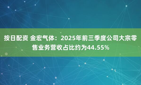 按日配资 金宏气体：2025年前三季度公司大宗零售业务营收占比约为44.55%