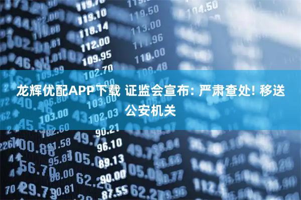 龙辉优配APP下载 证监会宣布: 严肃查处! 移送公安机关